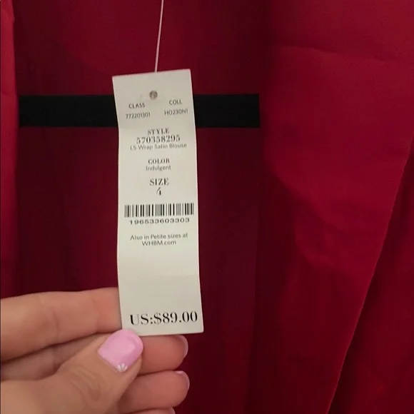 White House Black Market Red Wrap Blouse - Picture 5 of 6